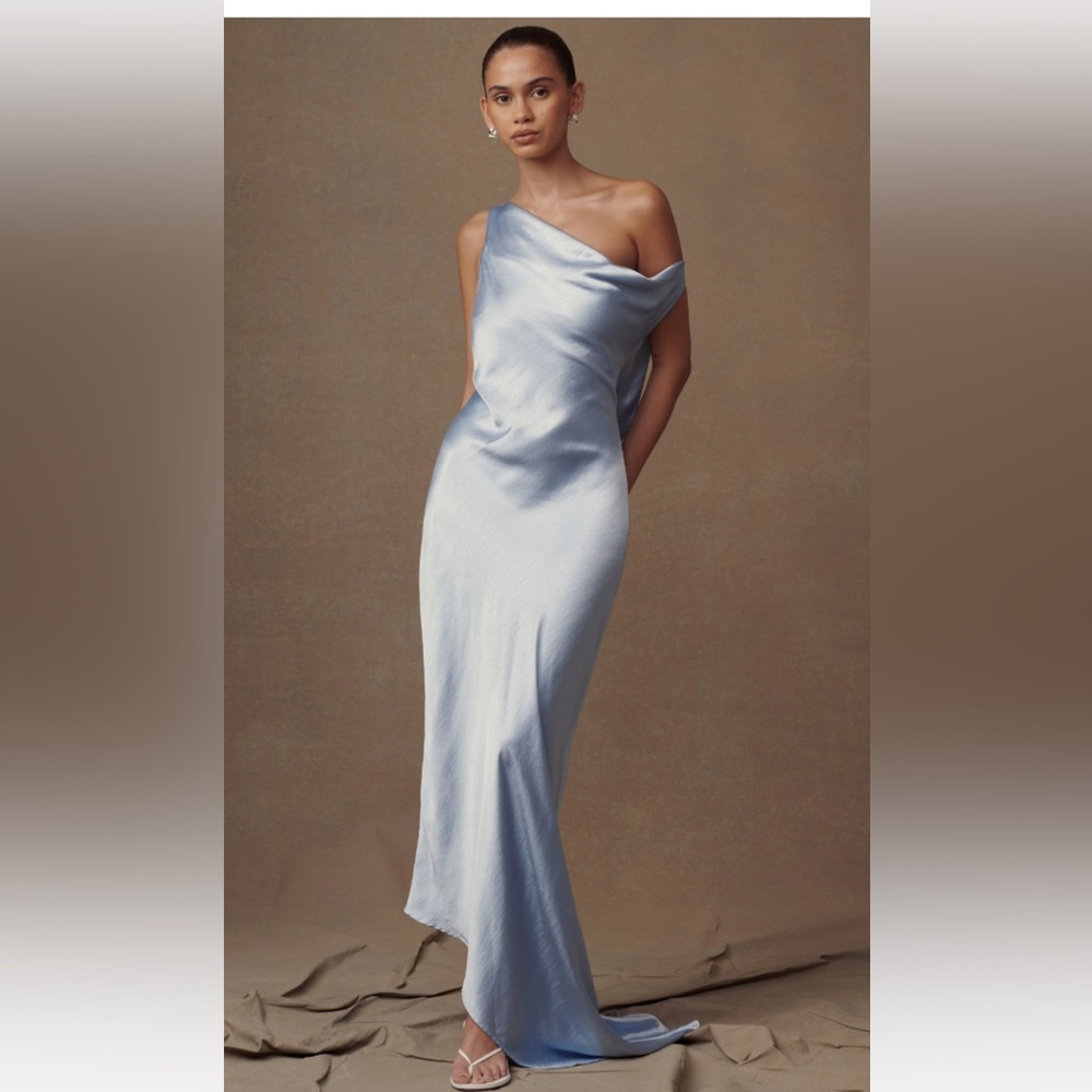 Meshki Light Blue One-Shoulder Gown